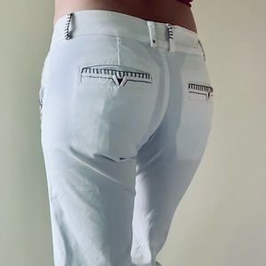 BCBGMAXAZRIA size Small, optic white, cotton bootcut pants with embroidery NWOT